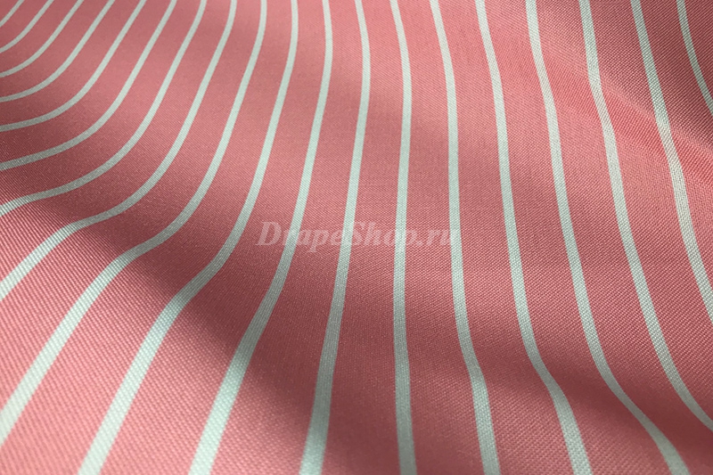 Розовая портьерная ткань с серой полоской