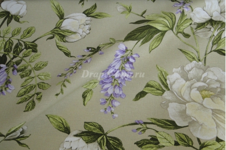 Ткань льняная с цветочным рисунком  Lilas col. 