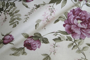 Ткань льняная с цветочным рисунком  Lilas col. 06