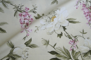 Ткань льняная с цветочным рисунком  Lilas col. 01